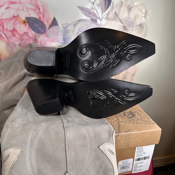 New Free People Wild West Thigh High in Dust Bunny suede leather cowboy heeled - Picture 14 of 14